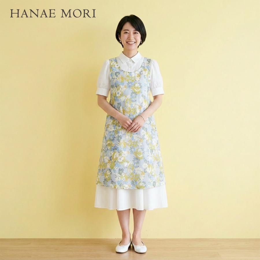 母の日 森英恵 エプロン ブランド HANAE MORI おしゃれ 袖なしかっぽう着（グレー）ベルフルール（Yahoo!・エプロン通販いただきマンマ）