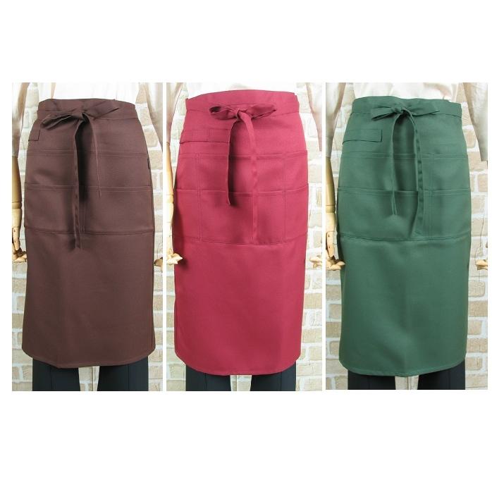 エプロン 前掛け ロング 赤 緑 茶 男女兼用 創作工房 日本製 おしゃれ