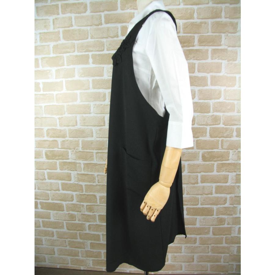 エプロン 日本製 黒 ちりめん 花モチーフ おしゃれ かわいい