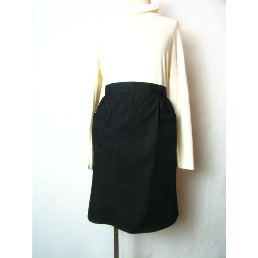 エプロン 前掛け 腰下 日本製 おしゃれ 黒色 裾角 かわいい サロン