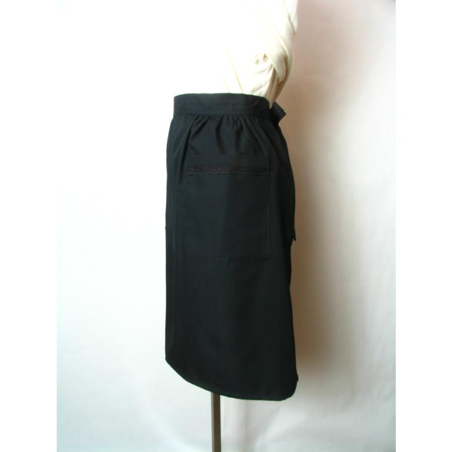 エプロン 前掛け 腰下 日本製 おしゃれ 黒色 裾角 かわいい サロン