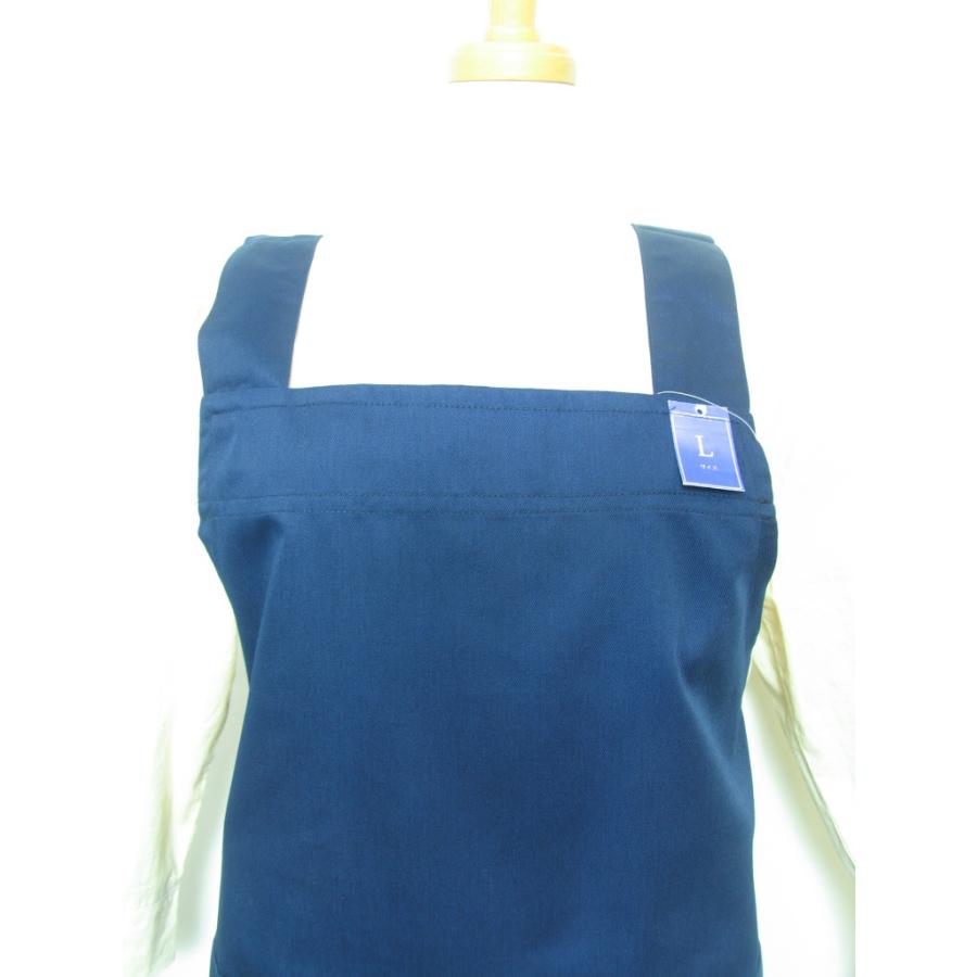 エプロン 無地 ポケットあり 紺色 L おしゃれ かわいい シンプル 女性