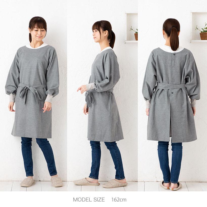 Apron Story ネル2WAY割烹着 日本製 あったか スモック シンプル