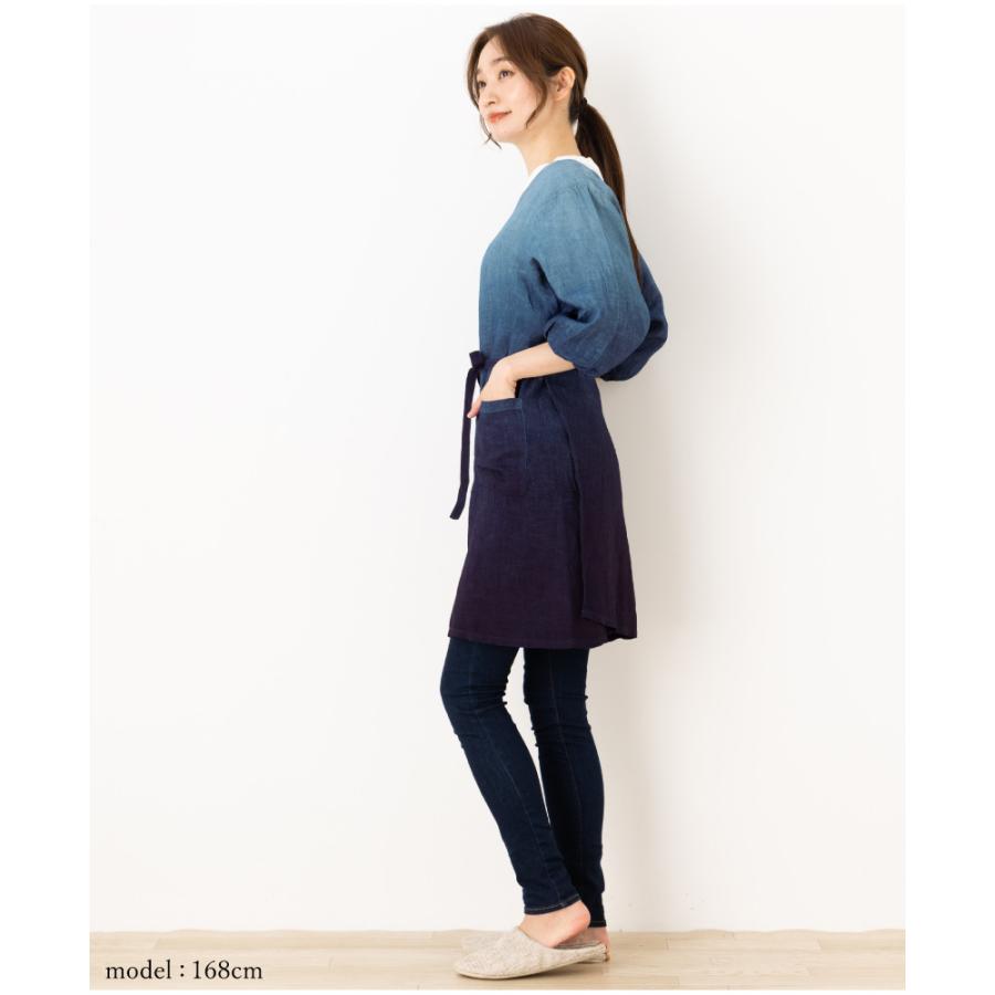 Apron Story 藍染スタイリッシュエプロン(7分袖） 日本製 藍染め