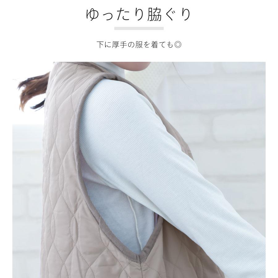 撥水キルティングロングベスト ひざ掛け 厚手 キルト シンプル