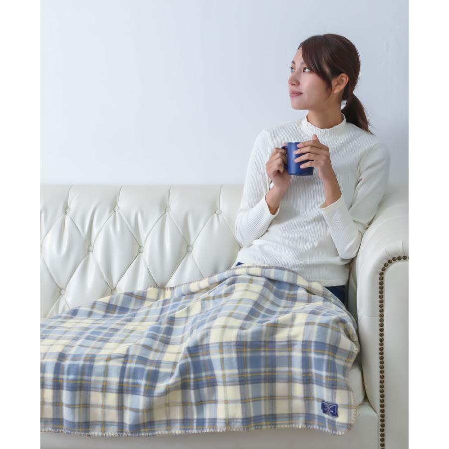 チェックかがりフリースブランケット 70×100cm Sサイズ ひざ掛け 薄手