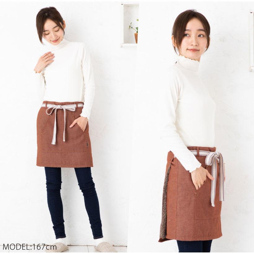 あったか裏ボア♪デニムライク×ボアギャルソンエプロン 腰巻 かわいい