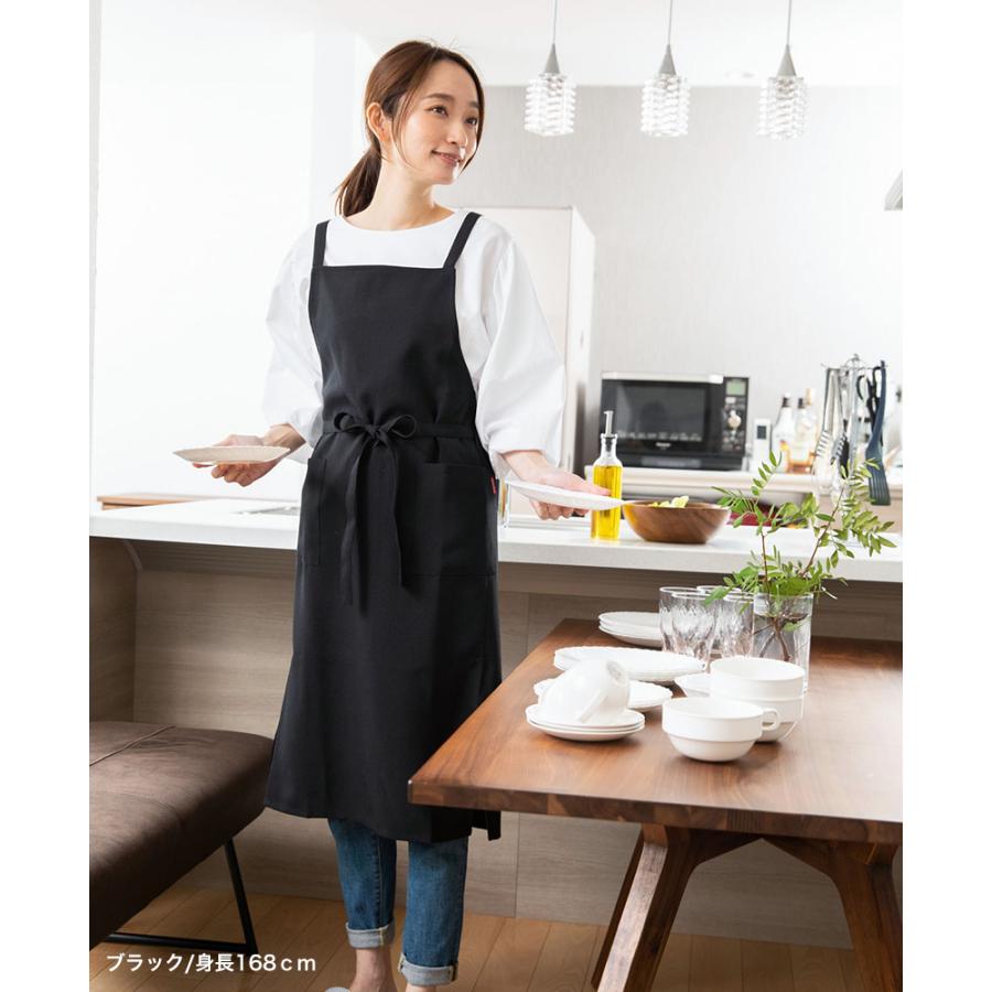 Apron Story ロングスリットエプロン 日本製 シンプル 無地 黒 Apron Story ロングスリットエプロン 日本製 シンプル 無地 黒