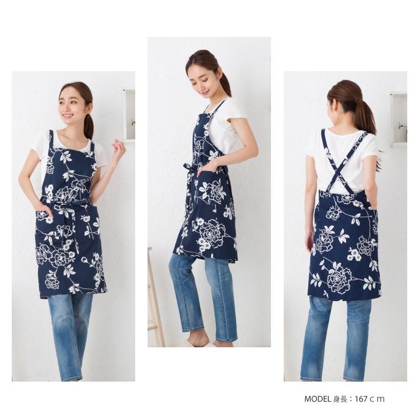 デニム花柄エプロン Apron Story（エプロンストーリー） 花柄クロスエプロン【メール便1枚