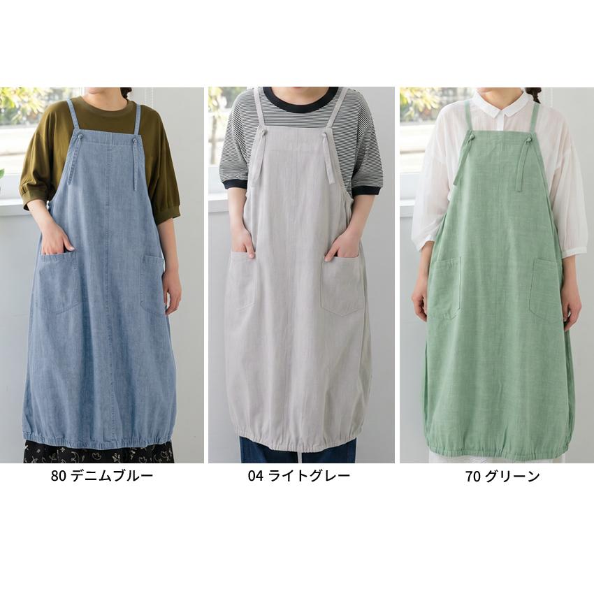 裾バルーン デニム ワンピース エプロン ゆったり かぶり ロング 尻が