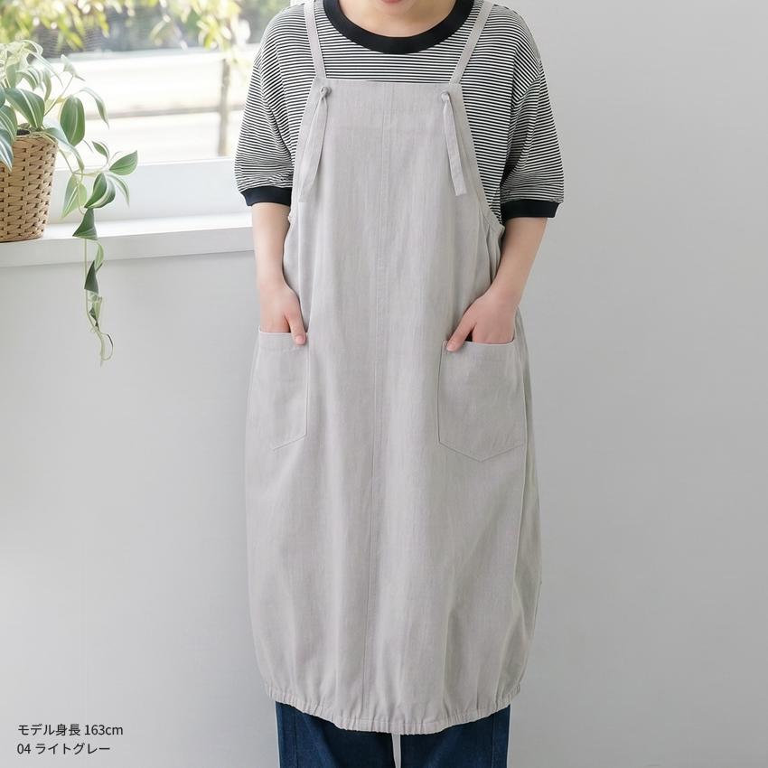 裾バルーン デニム ワンピース エプロン ゆったり かぶり ロング 尻が
