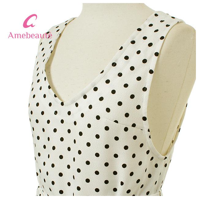 エプロン ブランド ワンピース ホワイト・ブラック水玉おもてなし