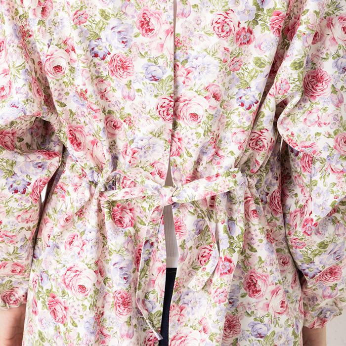 割烹着 日本製 おしゃれ ローズUネック割烹着 M−Lサイズ f2ka03 母