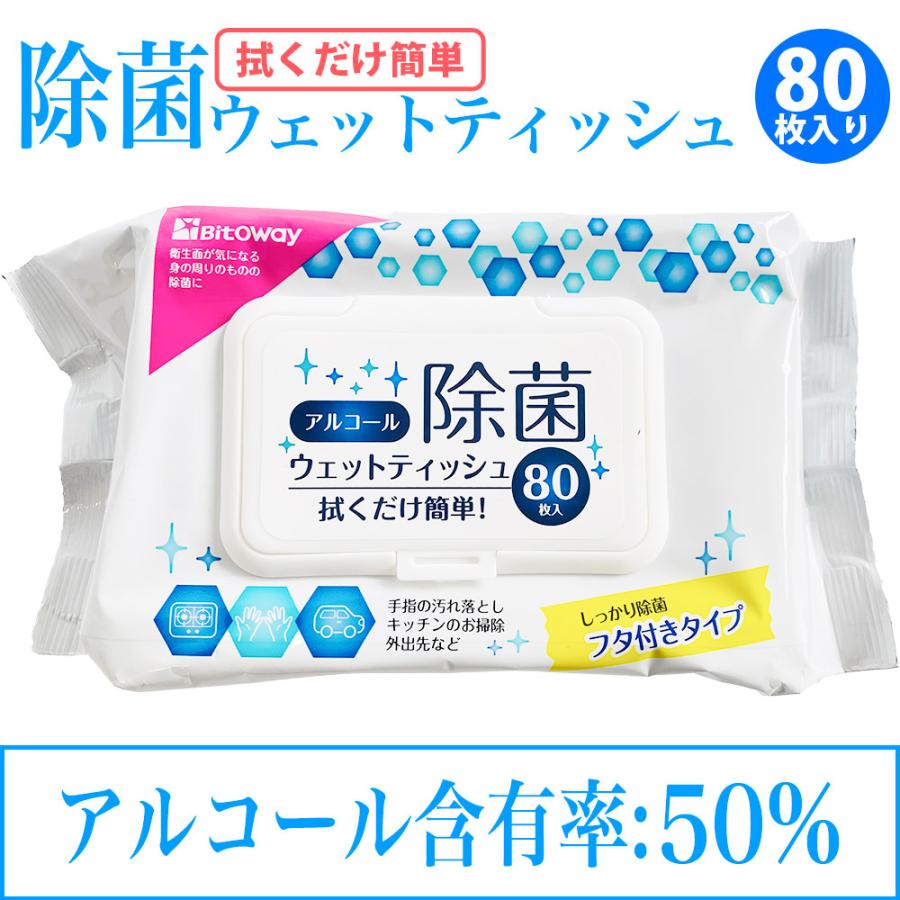 蓋付き アルコール ウェットシート 除菌シート 計240枚 80枚入り ×3個 ウェットティッシュ ケース 業務用 掃除 |  | 01
