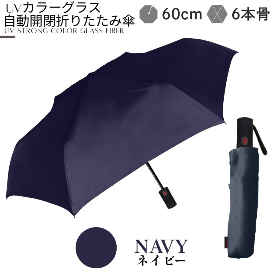 NaturalBasic 自動開閉 完全遮光 折畳傘 親骨60cm 6本骨 UVカット 晴雨