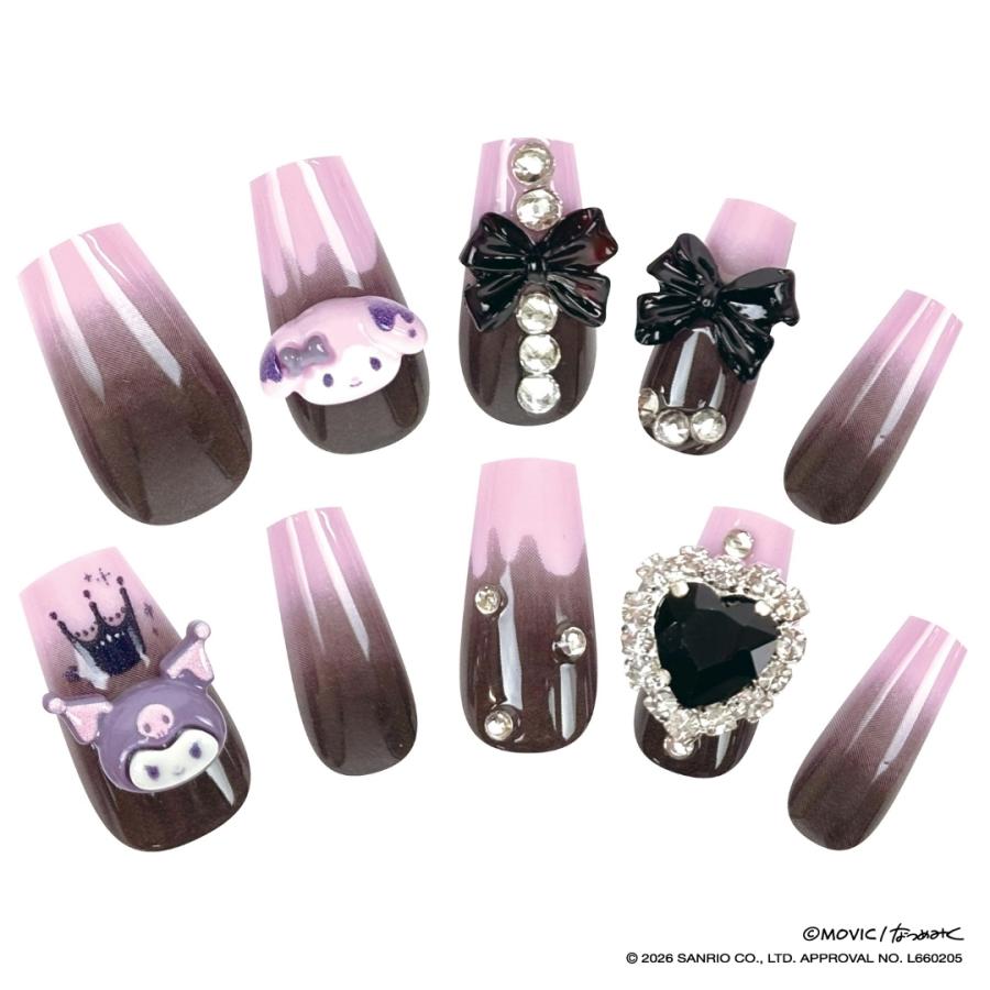 サンリオキャラクターズ ロングネイルチップ 貼って剥がせる 立体 24枚入り ネイル 貼るだけ グラデーション 小さい爪 ネイルシール ピンク かわいい ロング | sanrio | 10