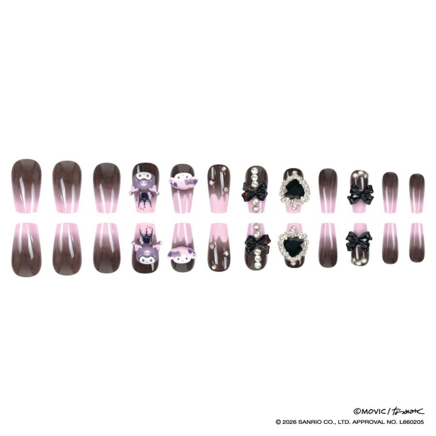 サンリオキャラクターズ ロングネイルチップ 貼って剥がせる 立体 24枚入り ネイル 貼るだけ グラデーション 小さい爪 ネイルシール ピンク かわいい ロング | sanrio | 12