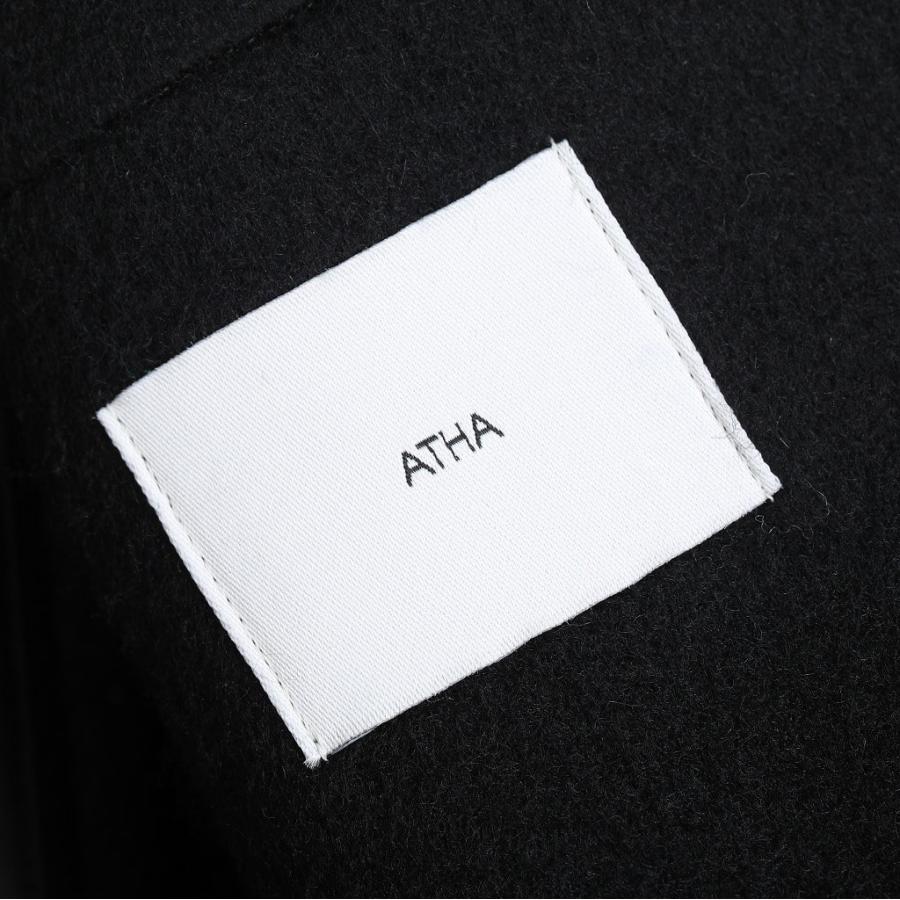 ATHA マキシコート ATHA アタ ダブルメルトン マキシコート ブラック DOUBLE MELTON