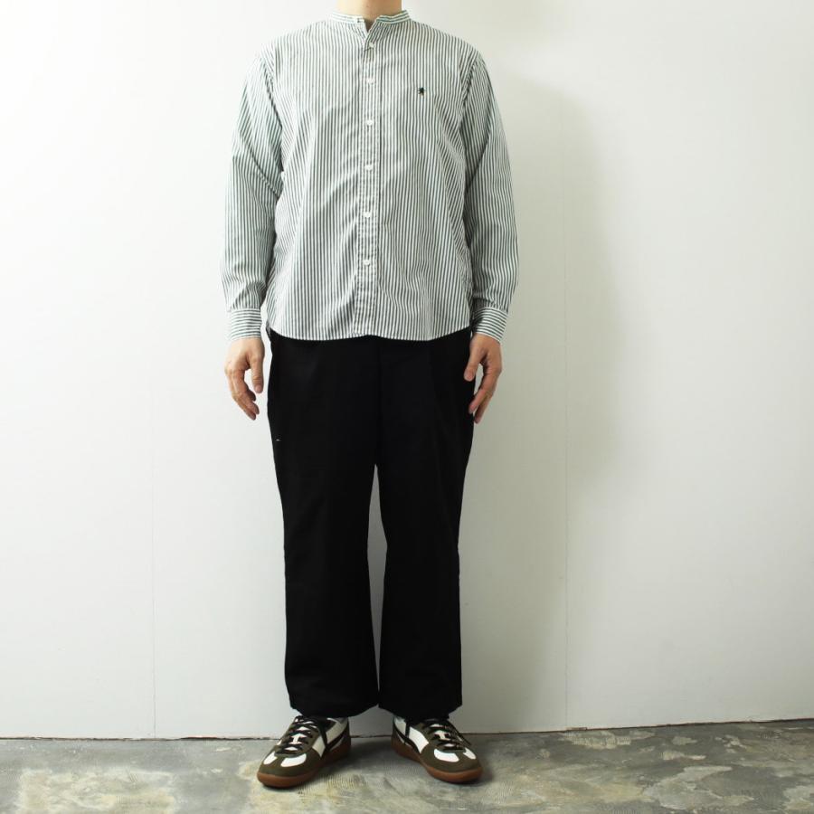 GYMPHLEX（ジムフレックス） バンドカラーストライプ 長袖 シャツ