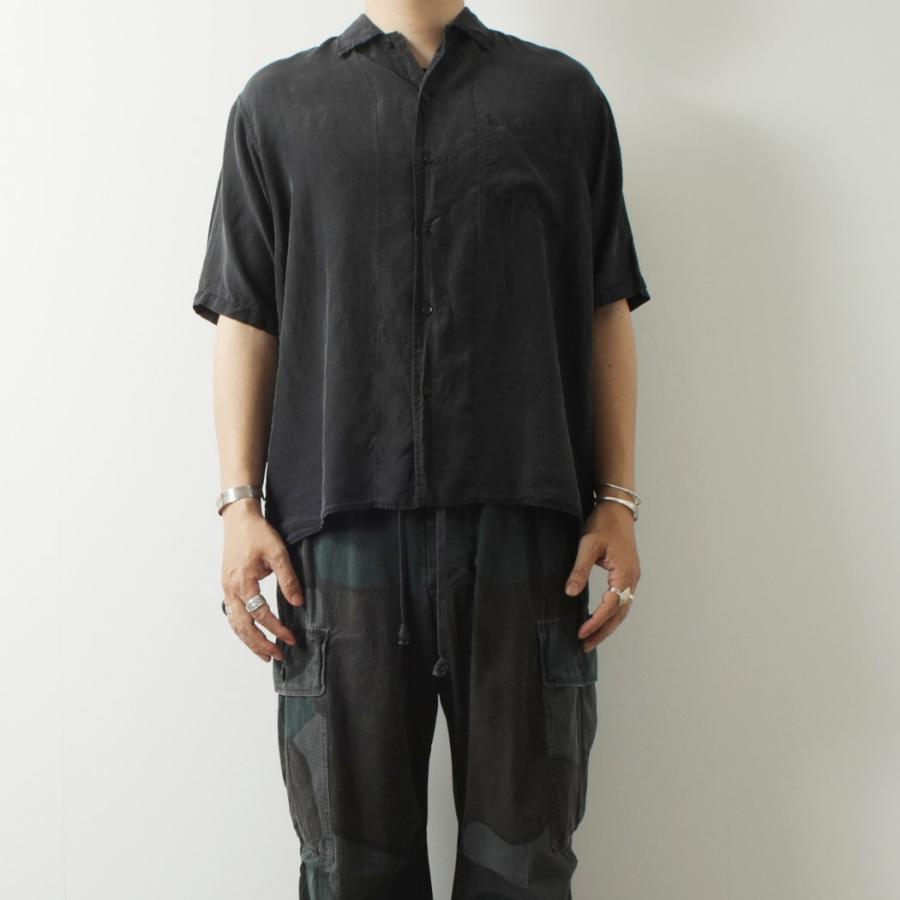 marka（マーカ） 8匁シルク羽二重 シルクオープンカラーシャツ ダーク