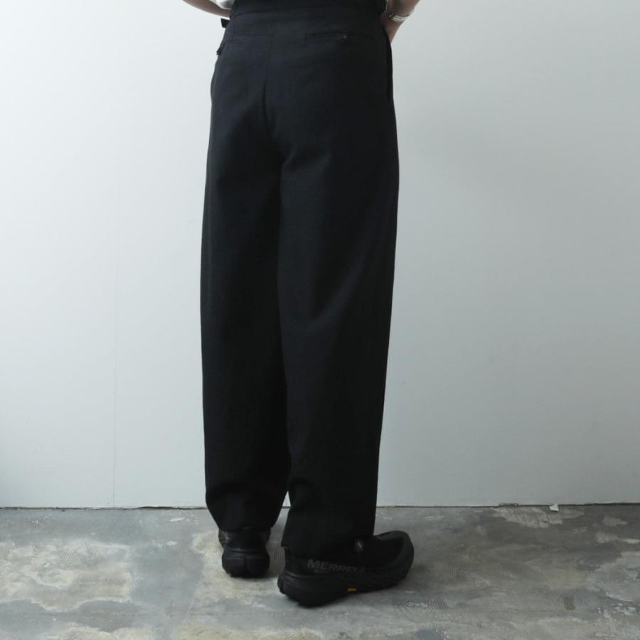 marka オフィサーパンツ 2タックワイド Chambray Black marka マーカ ウールサージ ワッシャータンブラー オフィサー