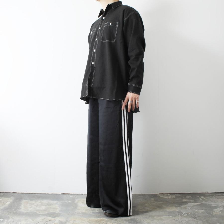 INTERIM インテリム ハイパービッグ リネン オックスフォード ミリタリー ワーク シャツ ブラック | INTERIM | 05