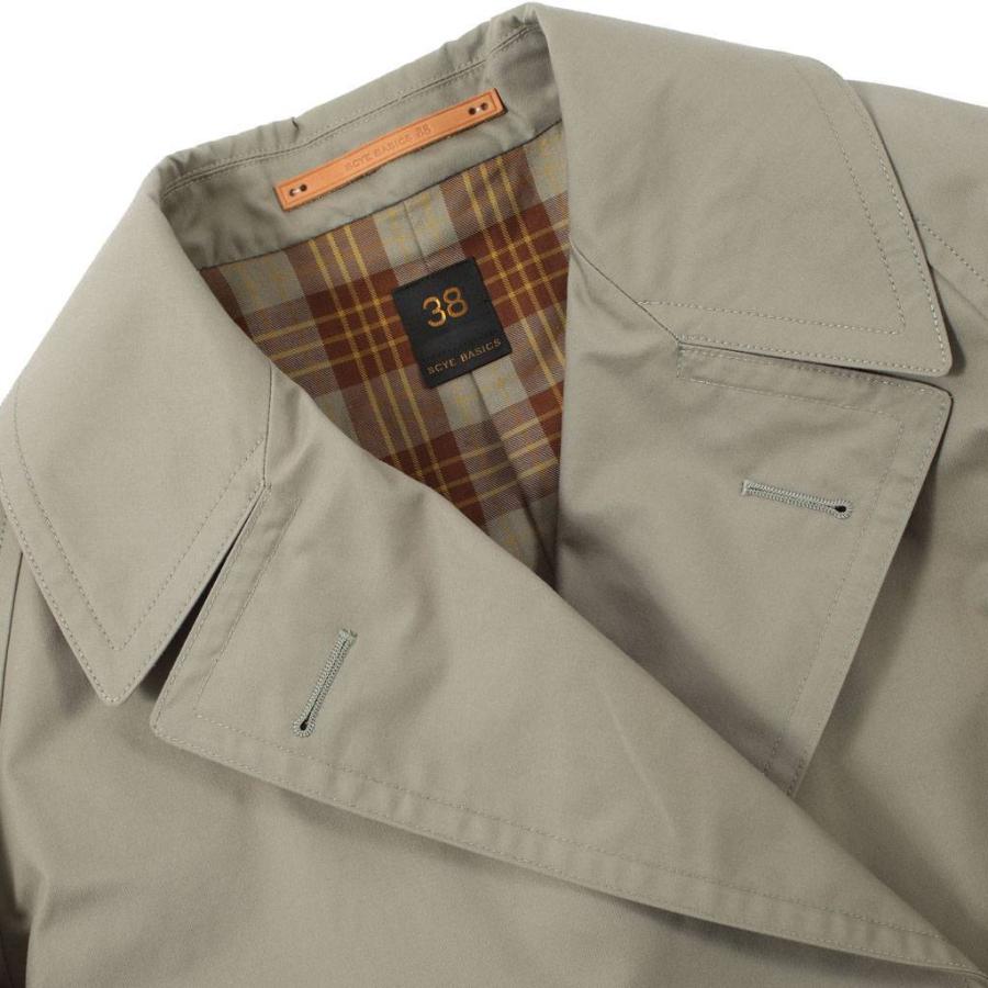 SCYE BASICS カーキ トレンチコート SCYE BASICS サイベーシックス ギザコットン 先染高密度 ギャバ