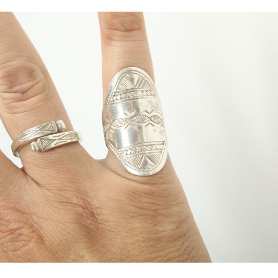 TOUAREG SILVER JEWELRY トゥアレグ シルバー ジュエリー ピュア シルバー リング C21 盾型 楕円形大 シルバーの画像