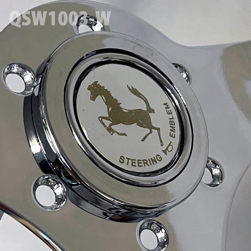 アークヒル 33cm ピュアホワイト 高級ウッドステアリングホイール