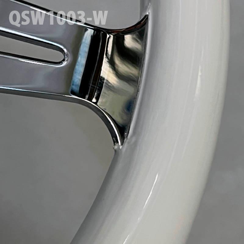 ホワイト ステアリングホイール 330mm QSW1003-W1 アークヒル 33cm ピュアホワイト 高級ウッドステアリングホイール