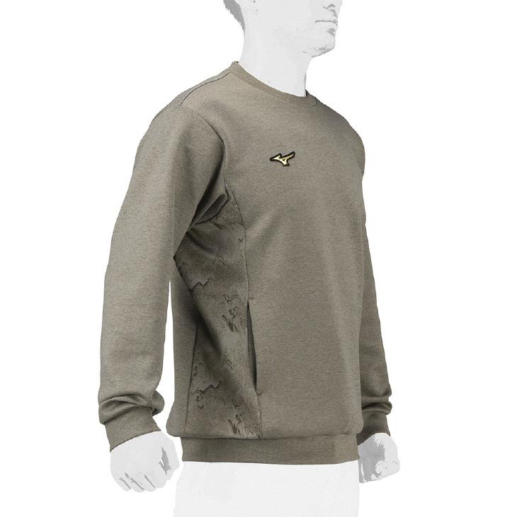 【ミズノプロ】ストレッチスウェット(丸首) XO カーキ 12JEBK74 Mizuno Pro - 【ミズノプロ】ストレッチスウェット(丸首) XO