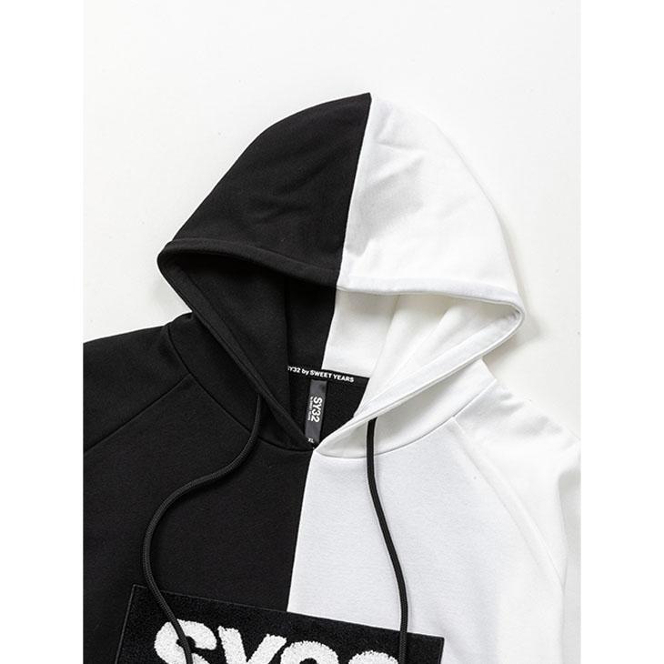 ☆SY32☆グラフィックパーカー L ホワイト・ブラック 即日発送可️⭕️ パーカー スウェット メンズ SY32 by SWEET YEARS スウィートイヤーズ