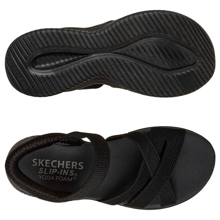 SKECHERS Slip-ins スリップイン サンダル 黒　24 SKECHERS（スケッチャーズ） スリップインズ クロスバンドサンダル