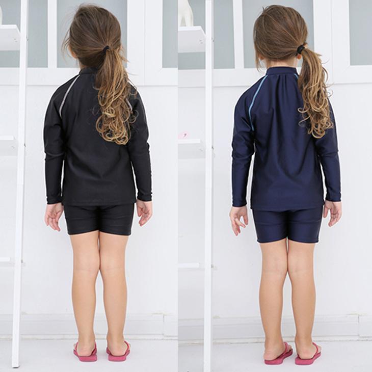 キッズ スクール水着 女の子 長袖 セパレート型 子ども用 スイムウェア