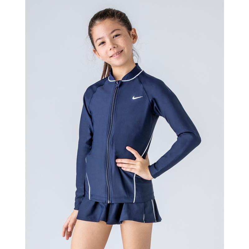 キッズ ラッシュガード 長袖 水着 女の子 子ども ナイキ Nike Girls ロングスリーブ フルジップ 子供用 1