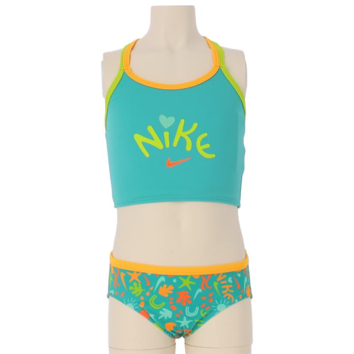 スイムウェア キッズ セパレート水着 女の子 130 160cm ナイキ Nike 子供用 タンキニ 子ども 女児 かわいい グリーン系 プール 海水浴 0 返品不可 Apworld 通販 Paypayモール