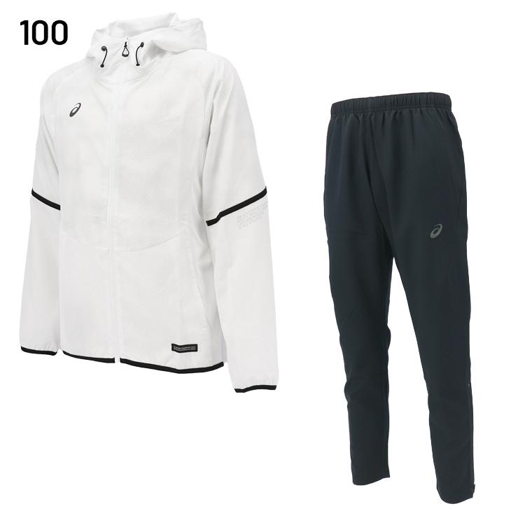 asics ジャージ上下セット L ホワイト/ブラック ASICS（アシックス） 薄手 ジャージ 上下 メンズ セットアップ 吸汗 速
