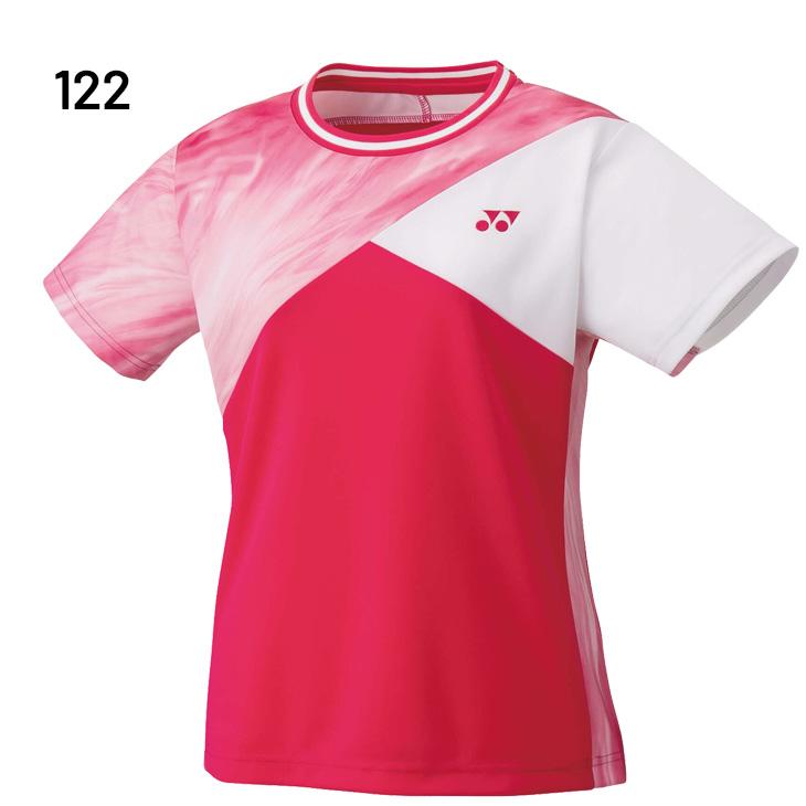 未使用YONEX バドミントンシャツ JP M ホワイト/レッドレディース YONEX（ヨネックス） レディース ゲームシャツ(WS3 スリム) 半袖シャツ
