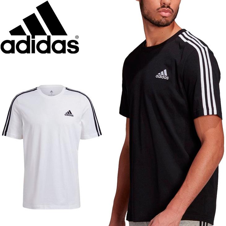 半袖 Tシャツ メンズ アディダス Adidas エッセンシャルズ 3ストライプス Tee トレーニング スポーツウェア 男性 ホワイト ブラック トップス 取寄 Apworld 通販 Yahoo ショッピング