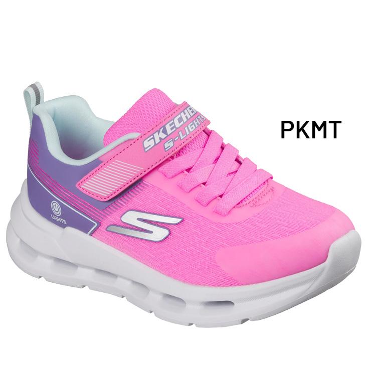 スケッチャーズ 光る靴 LED キッズ ジュニア スニーカー 女の子 SKECHERS Sライツ GLIDE-STEP LIGHTS 子供靴 16.5-23cm ゴム紐 面ファスナー 女児 /303730Lの画像