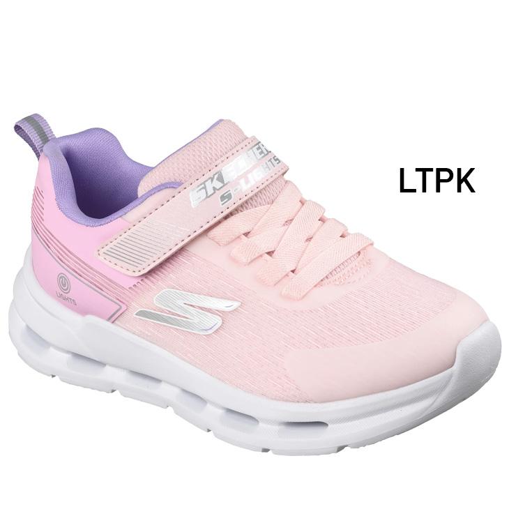 スケッチャーズ 光る靴 LED キッズ ジュニア スニーカー 女の子 SKECHERS Sライツ GLIDE-STEP LIGHTS 子供靴 16.5-23cm ゴム紐 面ファスナー 女児 /303730Lの画像