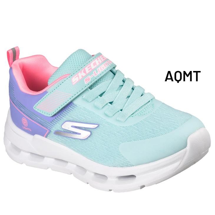 スケッチャーズ 光る靴 LED キッズ ジュニア スニーカー 女の子 SKECHERS Sライツ GLIDE-STEP LIGHTS 子供靴 16.5-23cm ゴム紐 面ファスナー 女児 /303730Lの画像