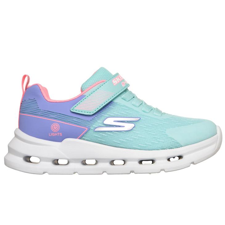 スケッチャーズ 光る靴 LED キッズ ジュニア スニーカー 女の子 SKECHERS Sライツ GLIDE-STEP LIGHTS 子供靴 16.5-23cm ゴム紐 面ファスナー 女児 /303730Lの画像
