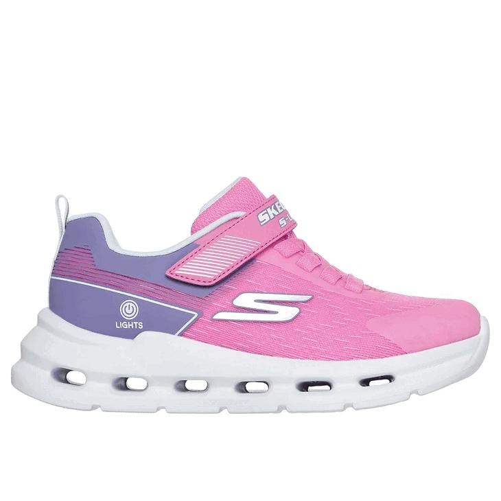 スケッチャーズ 光る靴 LED キッズ ジュニア スニーカー 女の子 SKECHERS Sライツ GLIDE-STEP LIGHTS 子供靴 16.5-23cm ゴム紐 面ファスナー 女児 /303730Lの画像