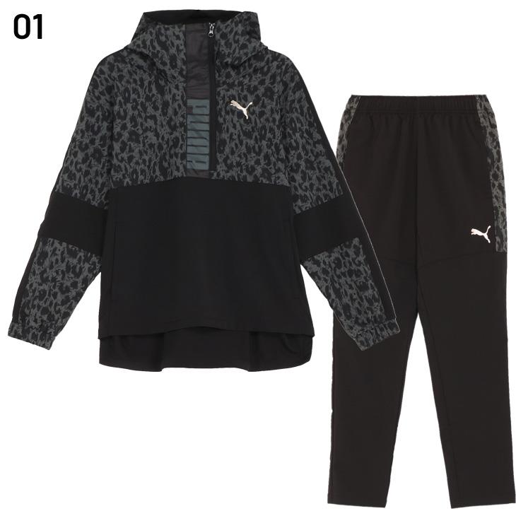 PUMA プーマ レオパード ヒョウ柄 トレーニング 上下 セットアップ PUMA プーマ スウェットパーカー レディース 上 秋冬用
