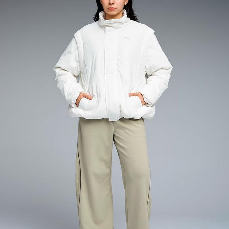 ま*ん様 PUMA ホワイトレザージャケット PUMA ARCHIVE SEASONAL RELAXED RACER GLACIAL GRAY（プーマ