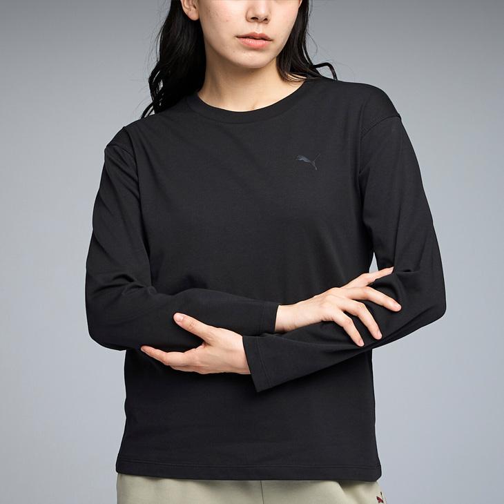 【美品】PUMA ブラック 長袖ピステ L 値下げ交渉可 PUMA（プーマ） 長袖 Tシャツ レディース PUMA ESS MX キャットロゴ