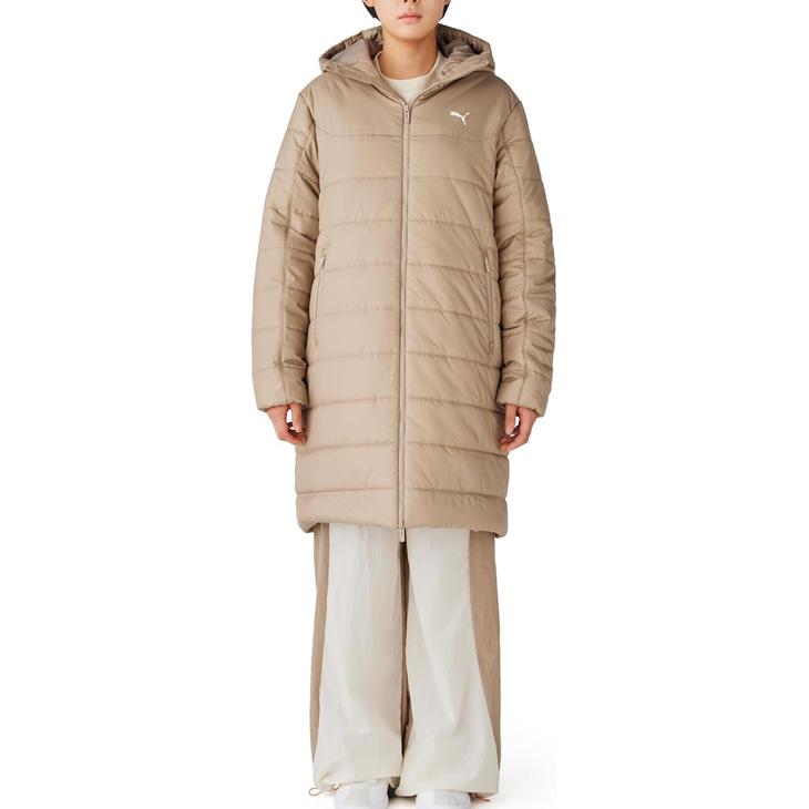 プーマ フーデッド パデッド パーカー ロング ベンチ コート ダウン XL PUMA（プーマ） レディース 中綿コート PUMA ESS フーデッド パデッド