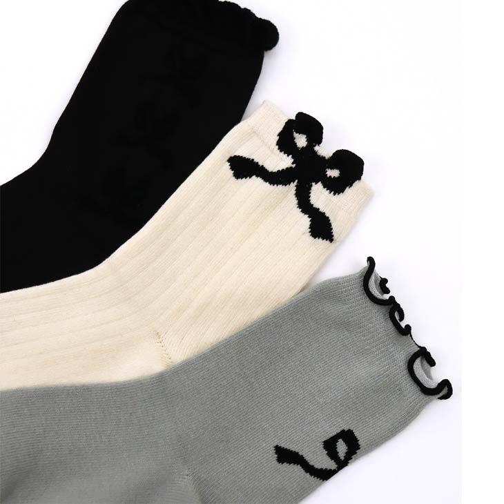 stample（スタンプル） キッズ 3足組 靴下 16-25cm 女の子 リボン