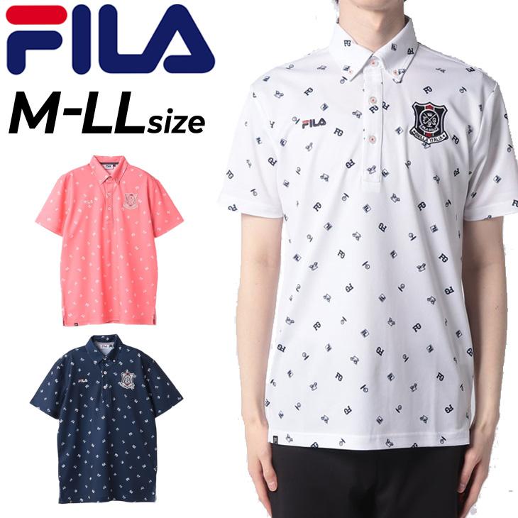FILA - FILA GOLF フィラゴルフ 総柄 ポロシャツ 半袖 ゴルフ ウェア ロゴ FILA フィラゴルフ 半袖 ポロシャツ メンズ ゴルフウェアFILA